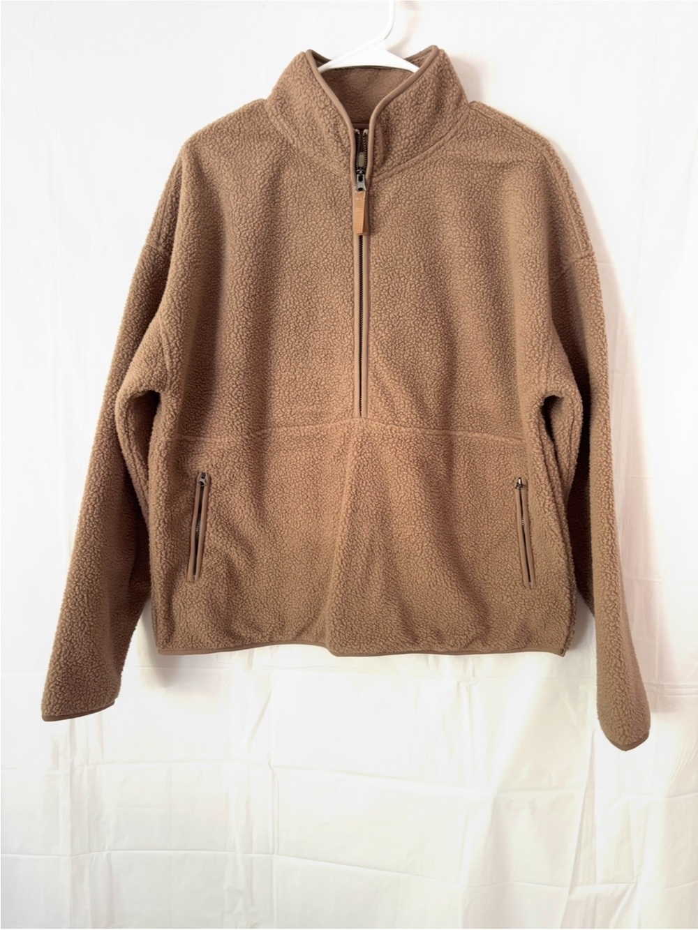 NWT Thread & Supply Tan Sherpa Summit Pullover Half-Zip SZ L